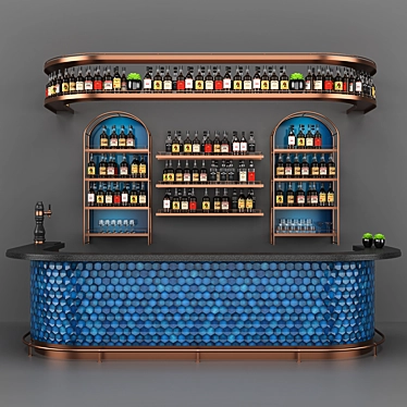 Blue Bar Set: Exclusive Ceramic Drinks Counter 3D model image 1 