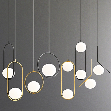 Scandinavian Glass Ball Pendant Lights 3D model image 1 