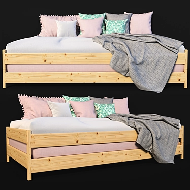 Stylish Stackable Double Bed 3D model image 1 