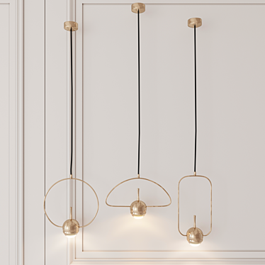 Tollo Gold Pendant Chandelier: Elegant Lighting with LED Bulb 3D model image 1 