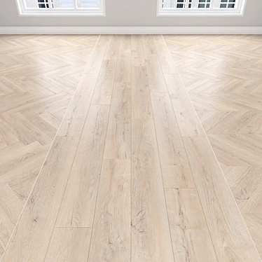 Oak Parquet Flooring: Herringbone, Linear, Chevron 3D model image 1 