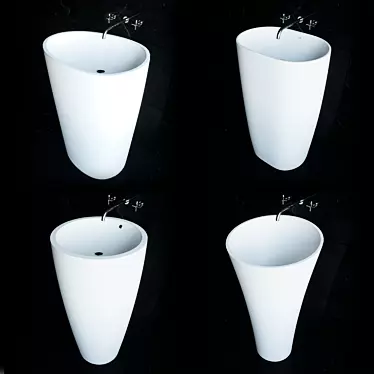 KKR Washbasin Set: Modern Matte/Glossy Design 3D model image 1 