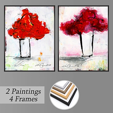 Modern Wall Paintings Set 3D model image 1 