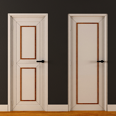 Vintage Solid Wood Door 3D model image 1 