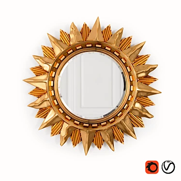 Antique Gold Sunburst Mirror 3D model image 1 