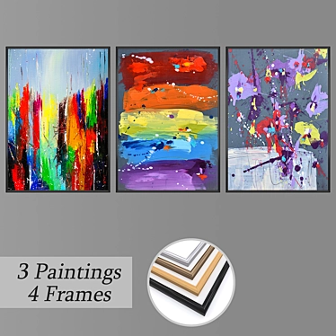 Eclectic Framed Wall Art Set 3D model image 1 