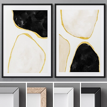 Abstract Modern Art Photo Frames Set 3D model image 1 