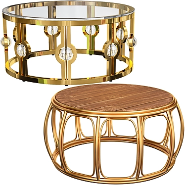 Opulent Gold Coffee Tables Set 3D model image 1 