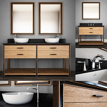 Rustic Acacia Double Vanity 3D model image 1 