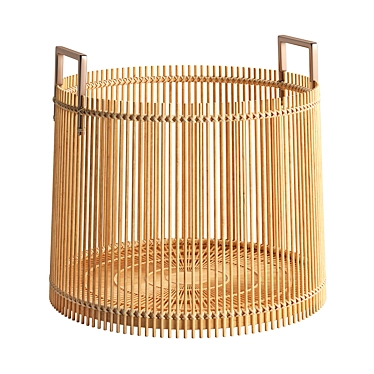 Bamboo Basket: Brass & Natural Elegance 3D model image 1 