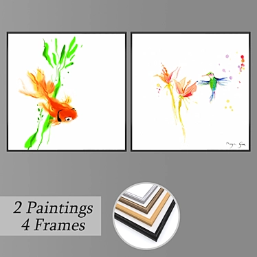 Elegant Wall Art Set 1853 3D model image 1 