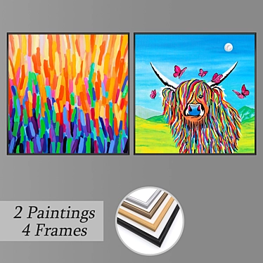 Elegant Wall Art Set with Frames 3D model image 1 