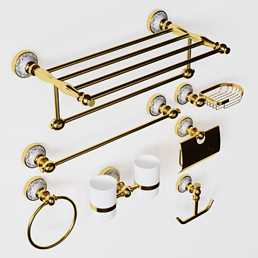 Gilded 3D Bathroom Set 3D model image 1 