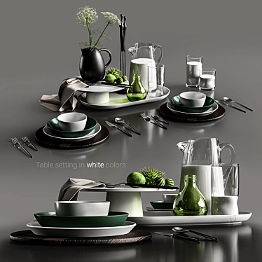 Elegant White Table Setting 3D model image 1 