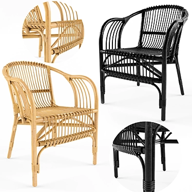 Pari Rattan Chair: Organic Elegance for Your Space 3D model image 1 