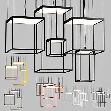 Elegant LED Metal Pendant Lamp 3D model image 1 