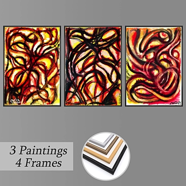 Elegant Wall Art Set with Multiple Frames 3D model image 1 