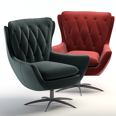 Luxurious Wells Leather Swivel Chair 3D model image 1 