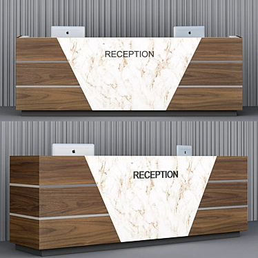 Elegant 4-Panel Reception Desk 3D model image 1 
