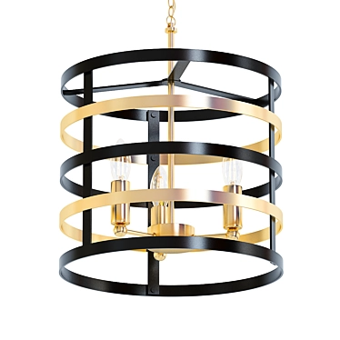 Luxurious Gold Stripes Chandelier 3D model image 1 