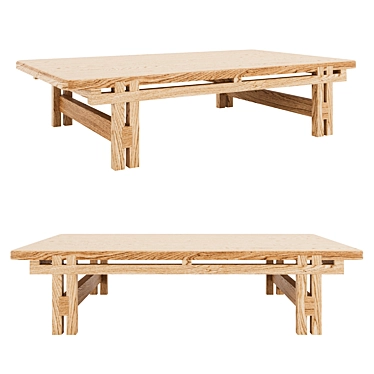 Mexican-Japanese Oak Coffee Table 3D model image 1 