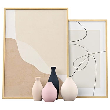 Minimalist Abstract Vase Set 3D model image 1 