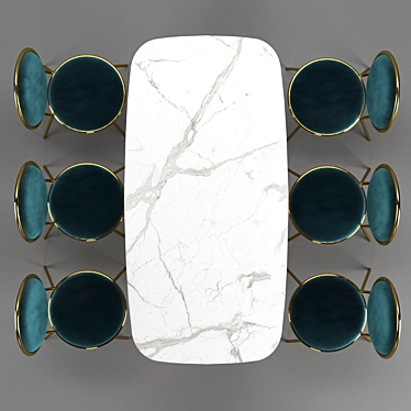 Contemporary Marble Gold Dining Set 3D model image 1 