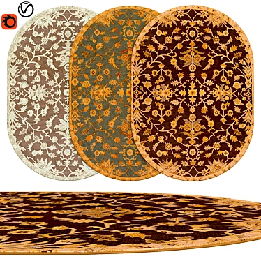 Title: Elegant Oval Rugs | Set of Ten 3D model image 1 