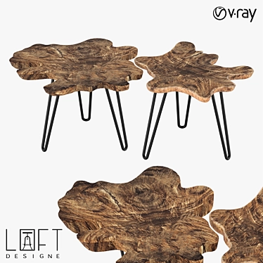 LoftDesign 6058 Coffee Table: Beautiful Wood and Metal Design 3D model image 1 