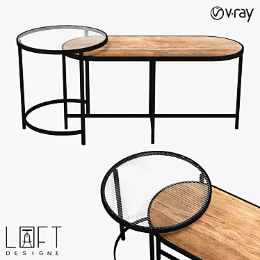 Modern Wood and Glass Coffee Table 3D model image 1 