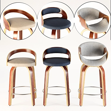 Modern Swivel Stools Set - 3 Designs 3D model image 1 