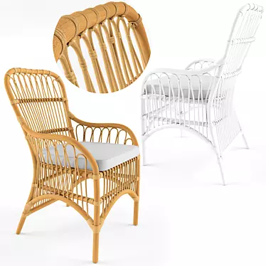 Elegant Rattan Armchair: Comfort & Style 3D model image 1 