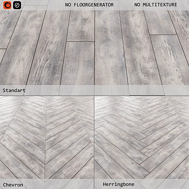 Versatile Laminate Flooring: 3 Layouts, Textured Tiles 3D model image 1 