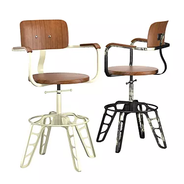 Industrial Steel Cafe Chair 3D model image 1 
