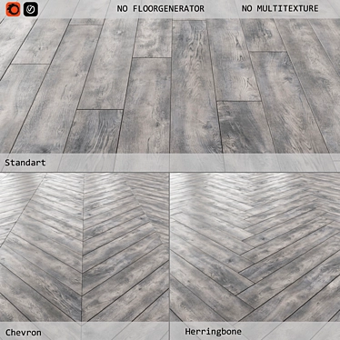 Versatile Laminate Flooring: Standard, Herringbone, Chevron | 7 Tile Patterns 3D model image 1 