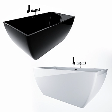 Elegant Black and White Bathtub 3D model image 1 