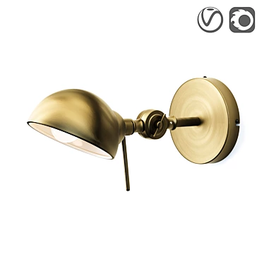 Industrial-style Brass Wall Lamp "Kikan 3D model image 1 