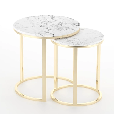 Marble Top Metal Base Coffee Tables 3D model image 1 