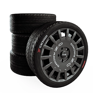 Title: OZ Rally Racing Black Wheels 3D model image 1 