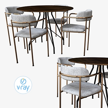 Versatile Jules Drop-Leaf Dining Set 3D model image 1 