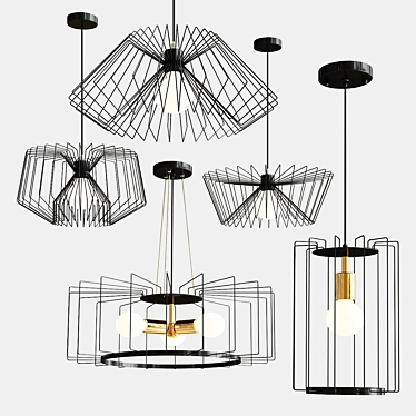 Contemporary Linear Chandelier Collection 3D model image 1 