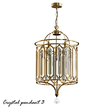 Elegant Crystal Pendant Chandelier 3D model image 1 