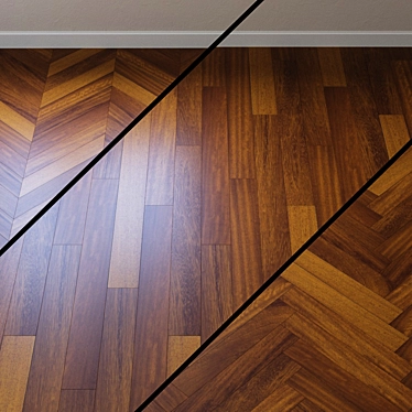 Upofloor Iroko Parquet: Timeless Herringbone Flounder 3D model image 1 