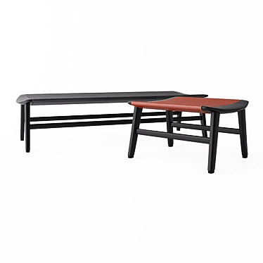 Modern Leather Bench: Minotti Fynn 3D model image 1 