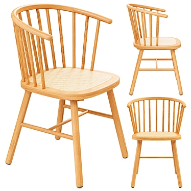 Zara Home Ash Wood Rattan Chair 3D model image 1 