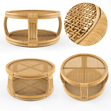 Natural Rattan Coffee Table 3D model image 1 