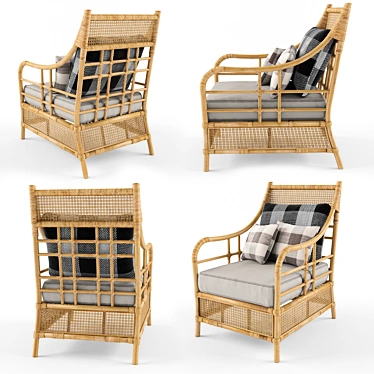 Tropical Rattan Paradise: Bahama Armchair 3D model image 1 