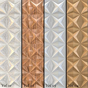 Elegant 3D Wall Panel: Stone, Wood, Plaster 3D model image 1 