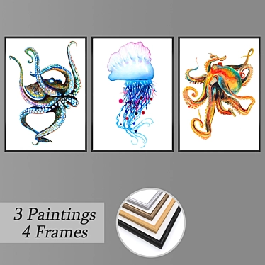 Artistic Wall Paintings Set 3D model image 1 