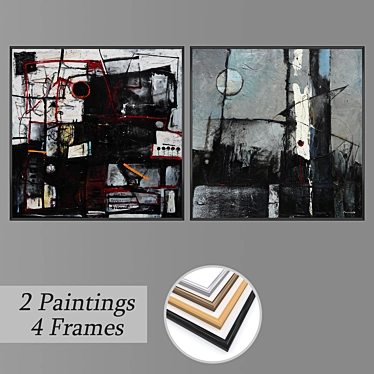 Dynamic Duo: 2 Wall Paintings + 4 Frames 3D model image 1 